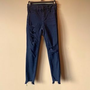 American Eagle Next Level Stretch Black Ripped Jeans Size 0 SHORT